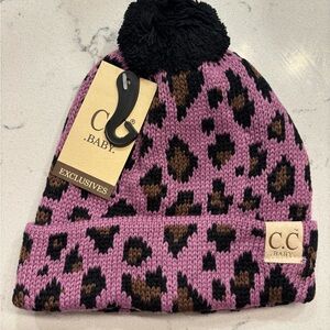 C.C Beanie Baby Hat Purple Cheetah One Size